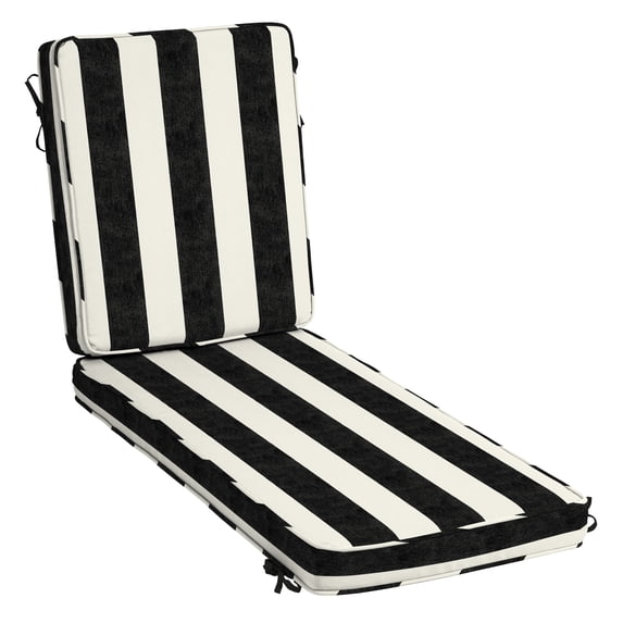 Arden Selections ProFoam Performance Outdoor Chaise Lounge Cushion 46 x 21, Onyx Black Cabana Stripe