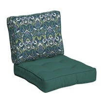 Arden Selections Reversible PolyFill Outdoor Deep Seating Cushion Set 24 x 24, Sapphire Aurora Blue Damask