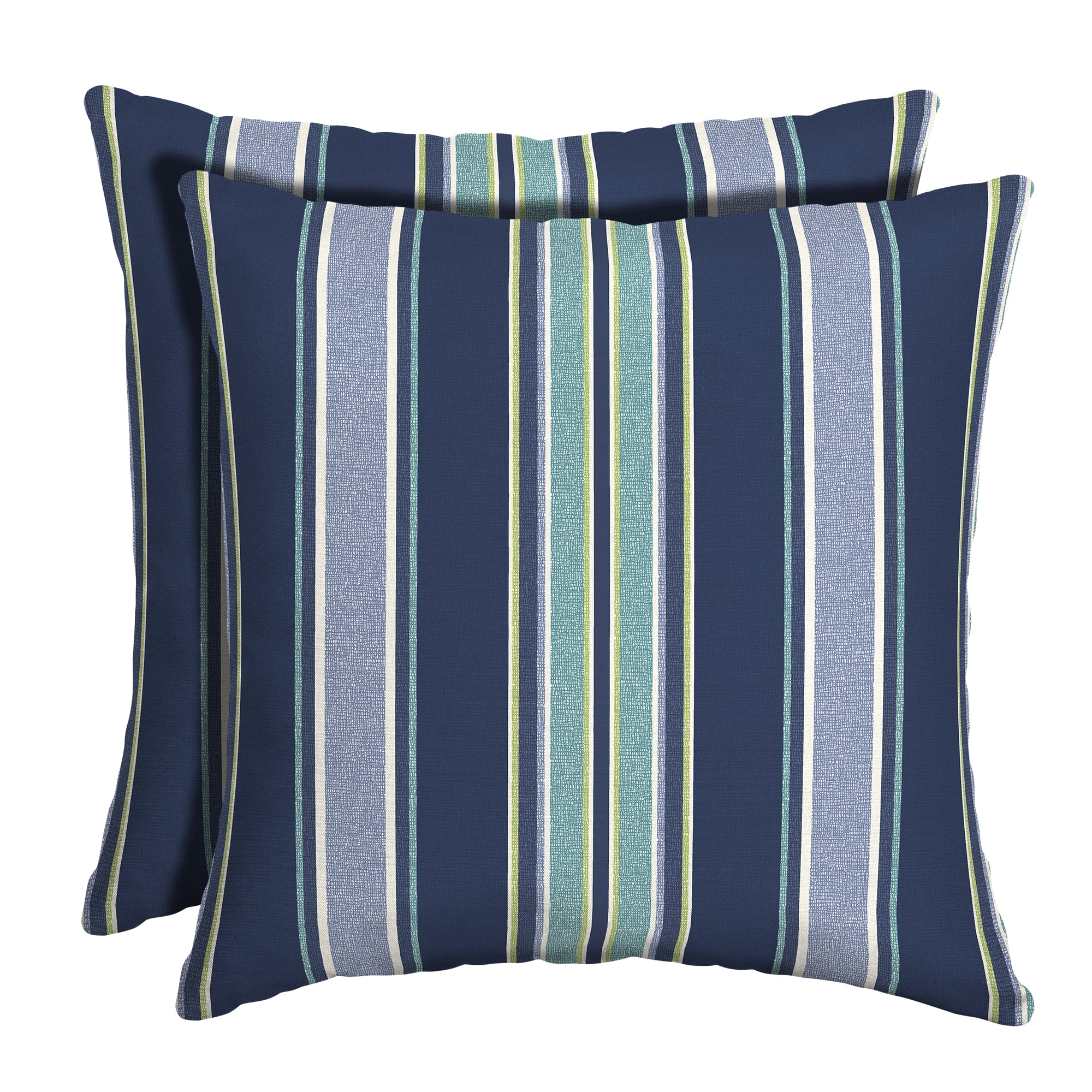 Sapphire Aurora Striped Square Outdoor Throw Pillow Set