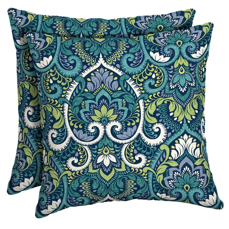 Arden Selections Sapphire Aurora Damask 16 x 16 in. Outdoor Toss Pillow Set of 2