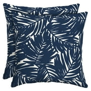 Arden Selections earthFIBER Outdoor Toss Pillow, Set of 2, 16 x 16, Water Repellent, Fade Resistant 16 x 16, Navy Blue King Palm