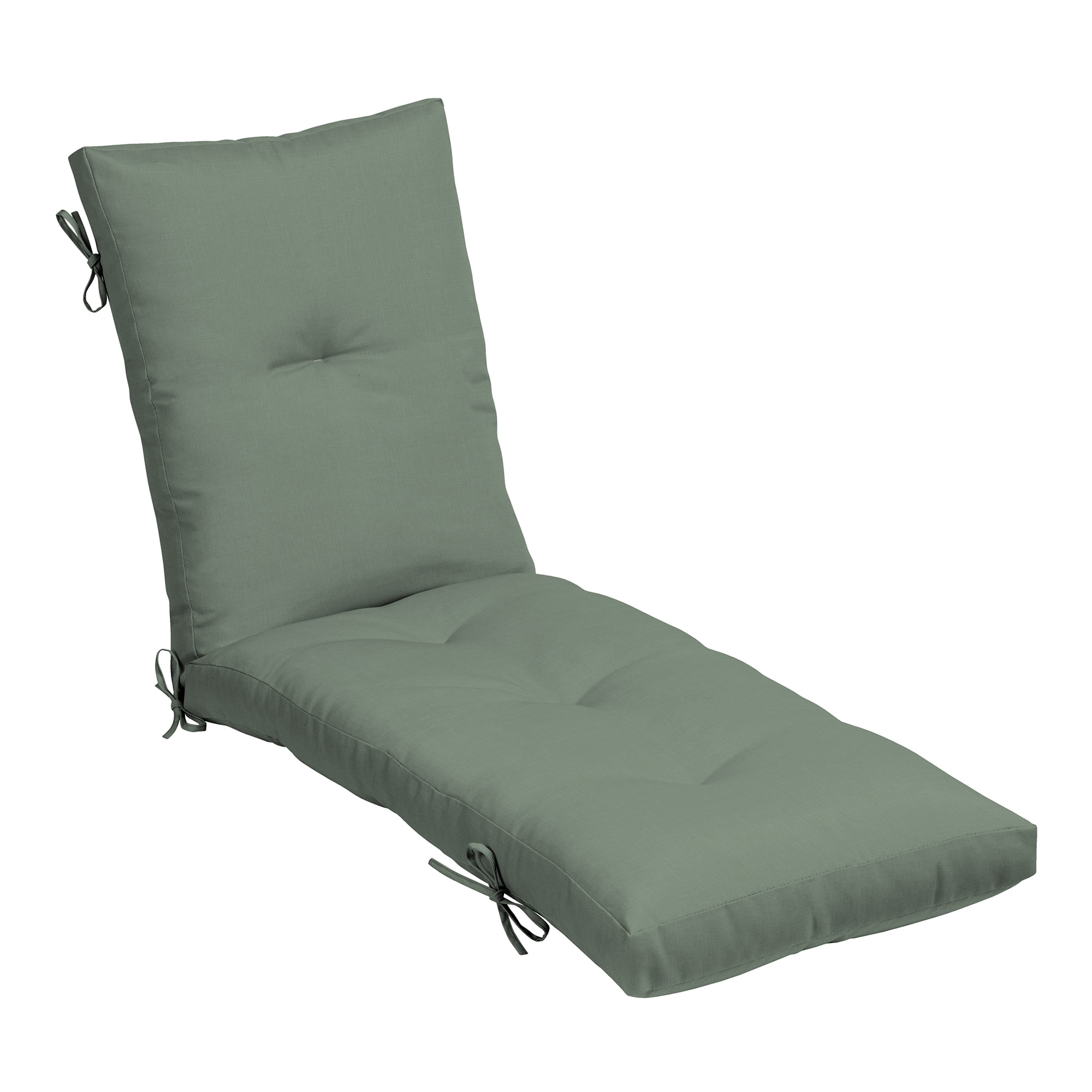 Sage Green Tufted Outdoor Chaise Lounge Cushion with Bamboo Viscose