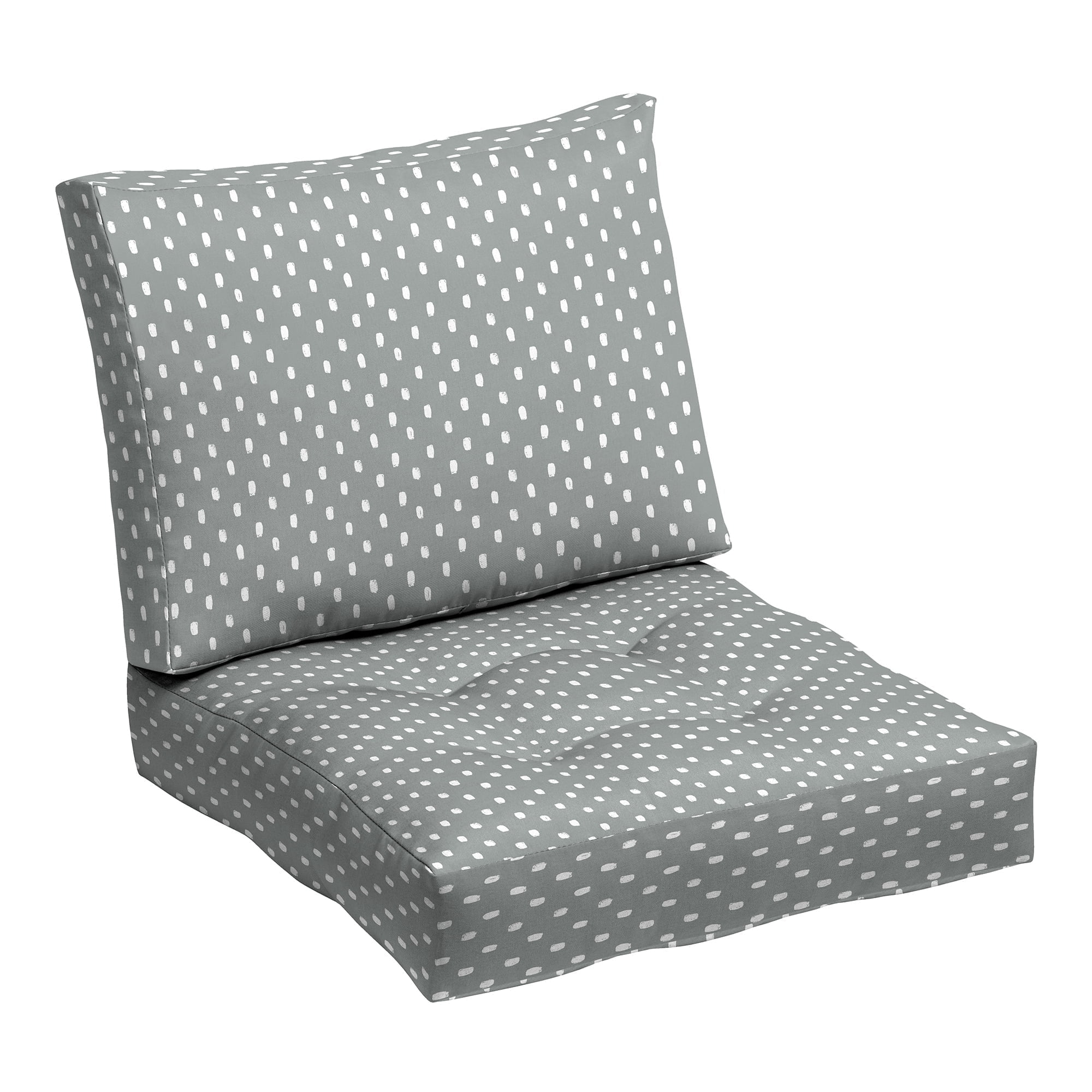 Stone Grey Dot Bamboo Viscose and Polyester Outdoor Deep Seat Cushion Set