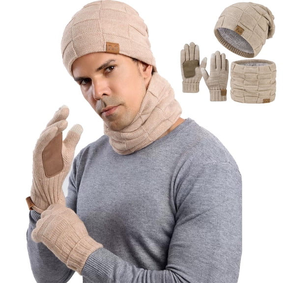 Ardenknit Winter Set, 3 Piece Set Windproof Knit Hat, Scarf and Gloves, for Cold Weather,Practical Winter Accessories