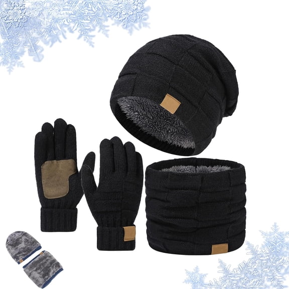 Ardenknit Winter Set 3-Piece Windproof Knit Hat, Scarf & Gloves for Men & Women, Warm Fleece-Lined Thermal Beanie Set for Cold Weather