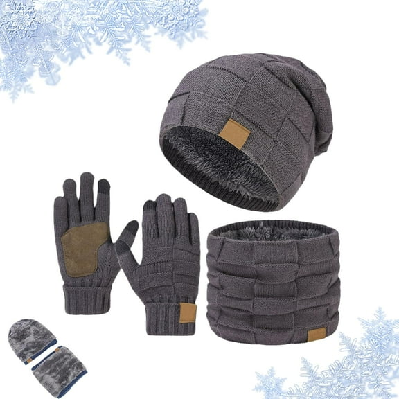 Ardenknit Winter Set 3-Piece Windproof Knit Hat, Scarf & Gloves for Men & Women, Warm Fleece-Lined Thermal Beanie Set for Cold Weather