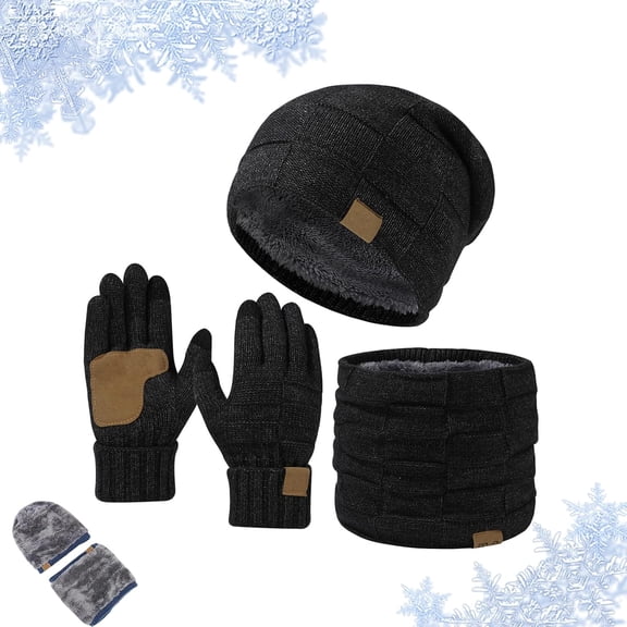 Ardenknit Winter Set 3-Piece Windproof Knit Hat, Scarf & Gloves for Men & Women, Warm Fleece-Lined Thermal Beanie Set for Cold Weather