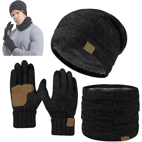 Ardenknit Winter Set 3-Piece Windproof Knit Hat Scarf & Gloves for Men & Women, Warm Stretchy Thermal Accessories for Skiing Hiking Cold Weather