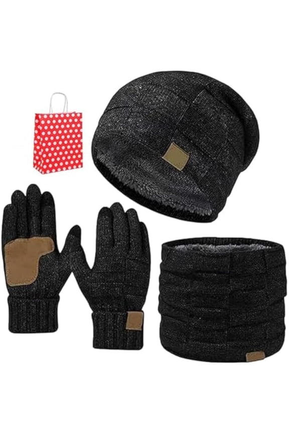 Ardenknit Winter Set, Unisex 3 Piece Set Windproof Knit Hat, Scarf and Gloves, for Cold WeatherGray