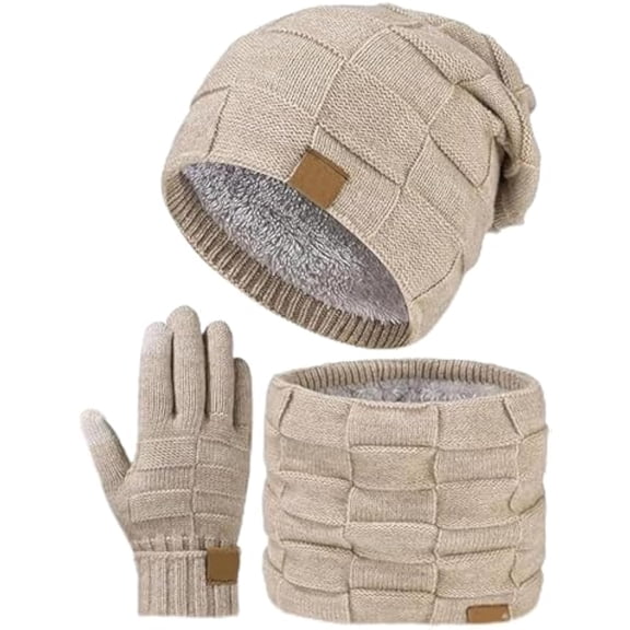 Ardenknit Winter Set, Unisex 3 Piece Set Windproof Knit Hat, Scarf and Gloves, for Cold Weather Yellow
