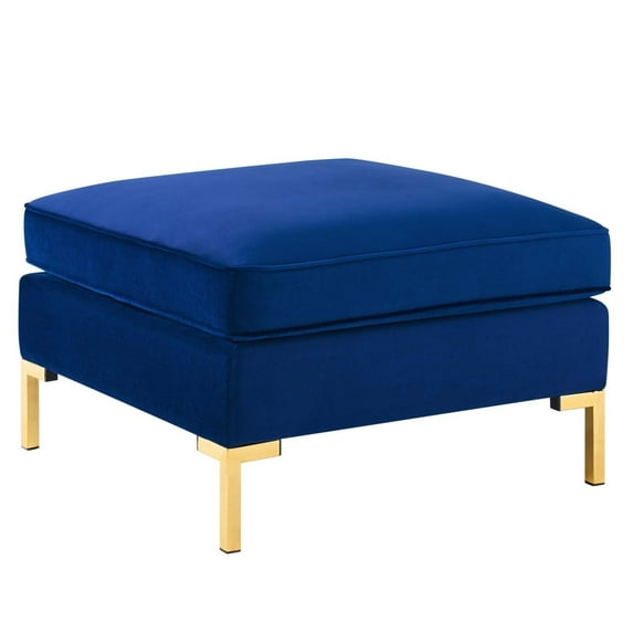 Modway Ardent Modern Performance Velvet Ottoman in Navy/Gold