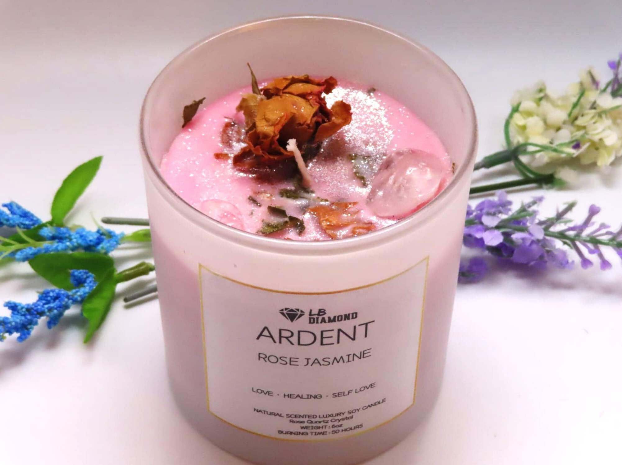Ardent- Rose Jasmine Luxury Soy Wax Candle ( Love, Healing, Self Love ...