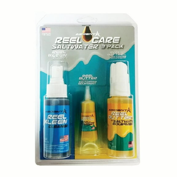 Ardent Tackle Saltwater Reel Care 3 Pack/Fishing Reel Cleaner Lubricator & Grease/Clean & Protect Fishing Reel/Includes Reel Butter Grease, Reel Kleen Cleaner, and Reel Butter Oil/Saltwater  3 Pack