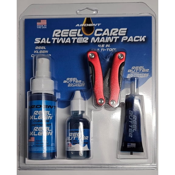 Ardent Saltwater Reel Care Maintenance Pack/Long-Lasting Protection and Clean/Includes Multi-Tool, Reel Butter Grease, Reel Kleen Cleaner, and Reel Butter Oil