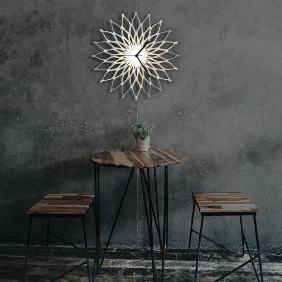 Ardeola - Fireworks Silver - 16-Inch Art-Deco Wall Clock, Analog, Battery Powered, Handmade Home Decor