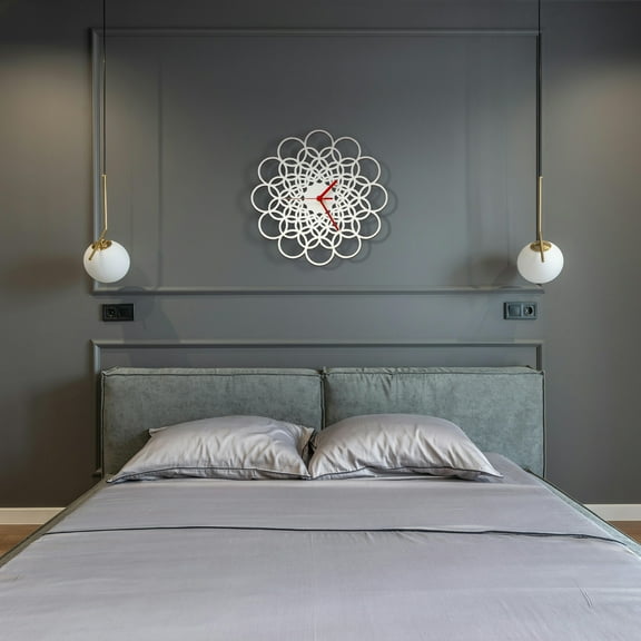 Ardeola - Rings - White 11.5 in Quartz Architectural Style Wall Clock