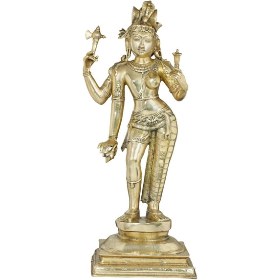 36" Ardhanarishvara Large Size Brass Sculpture | Shiva-Shakti Statue