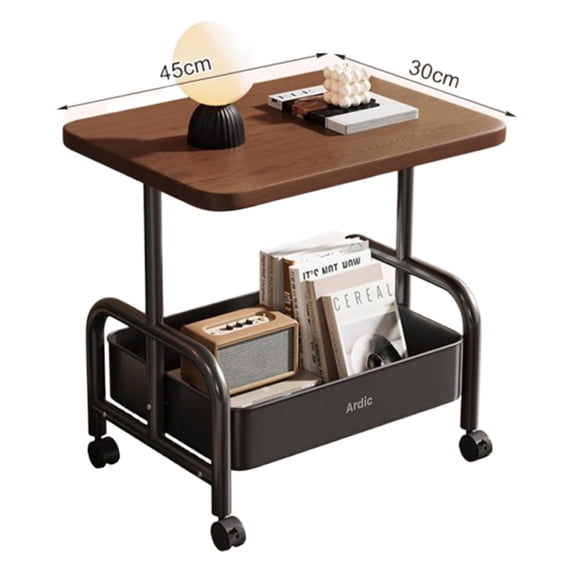 Ardic End tables, Side Table for Couch and Bed,End Table for Small Spaces,Adjustable Height, Walnut Brown