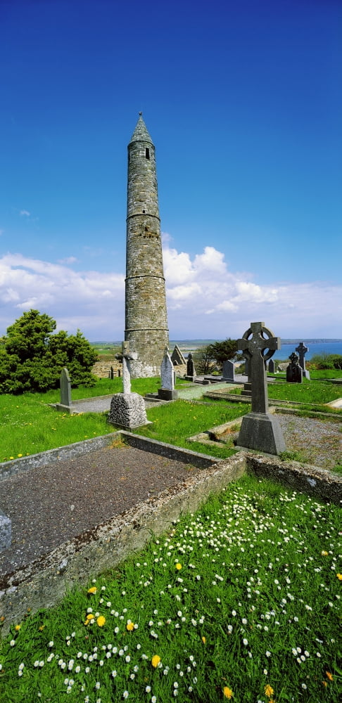 Ardmore Round Tower Ardmore Co Waterford Ireland 12Th Century Round Tower Canvas Art - The Irish Image Collection Design Pics (13 x 28)