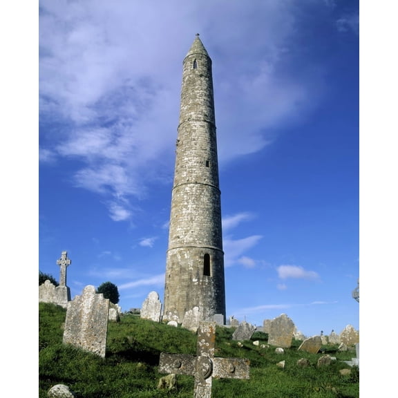 Ardmore Round Tower Ardmore Co Waterford Ireland Canvas Art - The Irish Image Collection Design Pics (12 x 15)