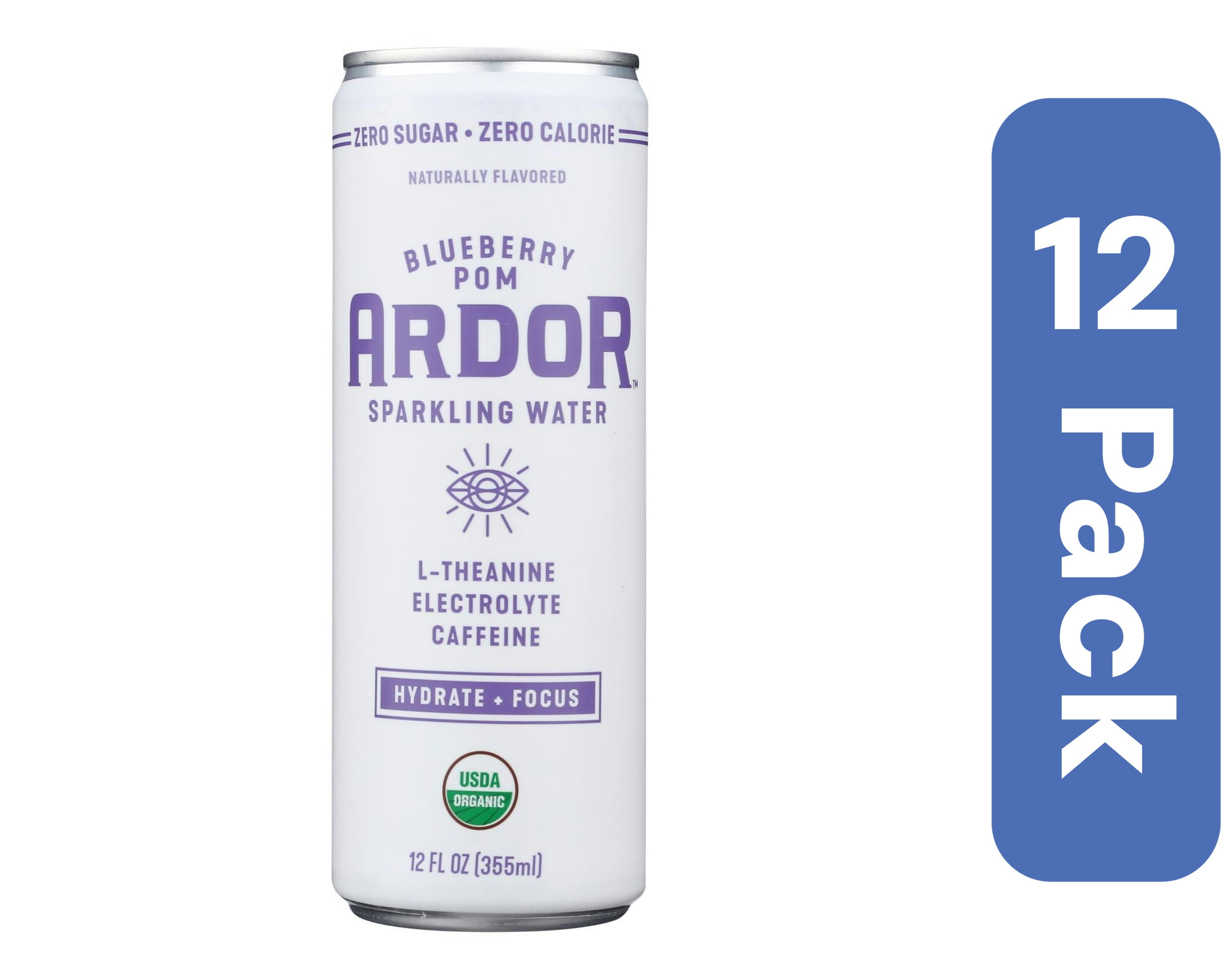 Ardor Organic Inc. Water Sparkling Blue Pomegranate 12 fl oz (Pack Of 12)