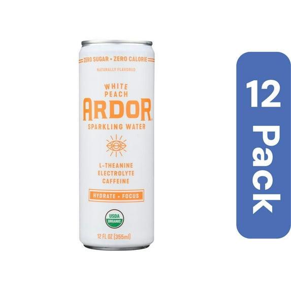 Ardor Organic Inc. Water Sparkling White Peach 12 fl oz (Pack Of 12)