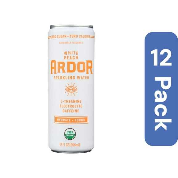 Ardor Organic Inc. Water Sparkling White Peach 12 fl oz (Pack Of 12)