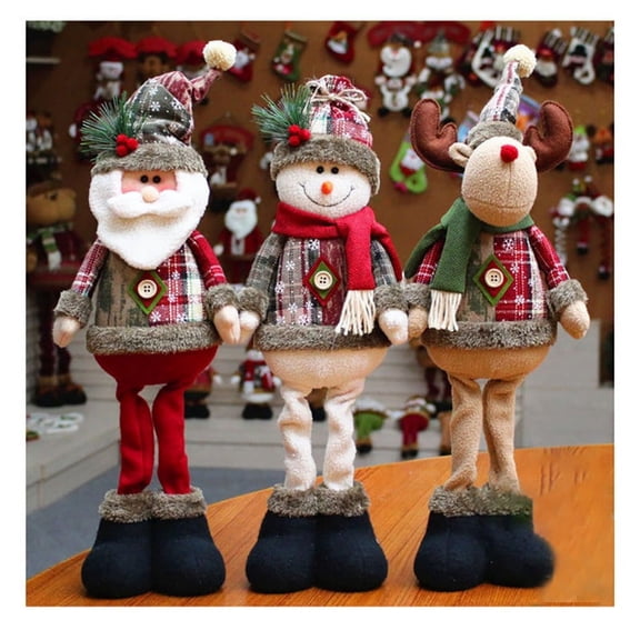 Christmas Santa Claus Elk Snowman Window Decoration Christmas Dolls