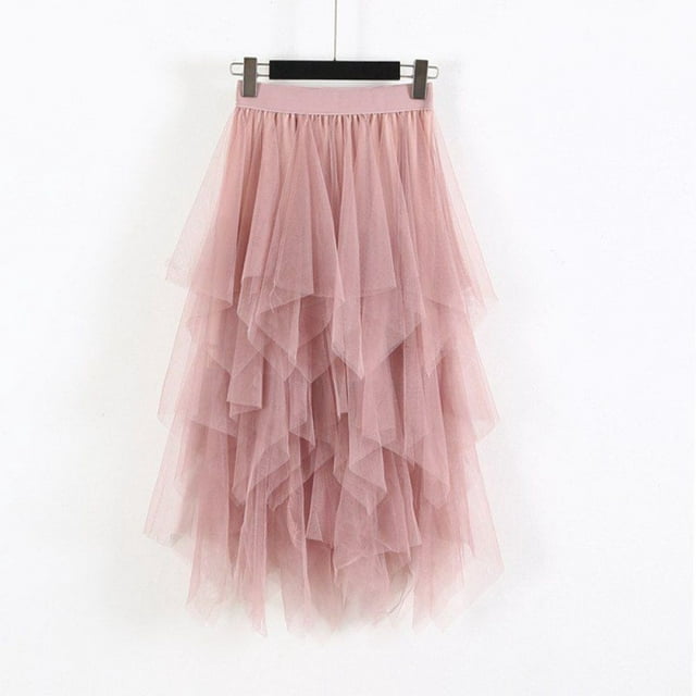 Ardorlove Fashion Elastic High Waist Long Tulle Skirt Women Irregular ...