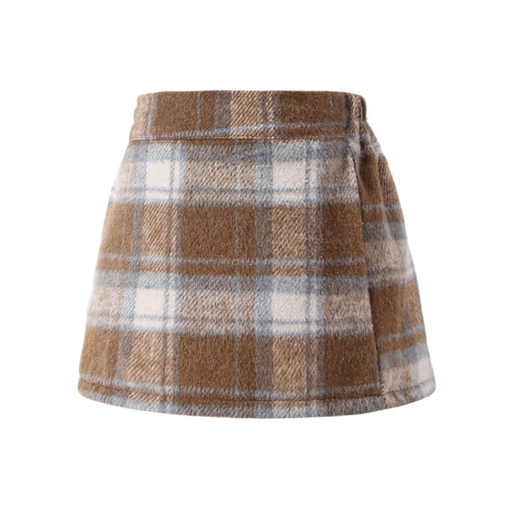Ardorlove Girls A-Line Wool Mini Skirt with Liner for Girls Elastic High Waisted Skirt 2-16Y