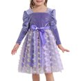 thumbnail image 1 of Ardorlove Kids Girls Long Sleeve Velvet Tulle Dress Square Neck Tutu Princess Dress for Wedding Birthday Commemorative Day Party, 1 of 7