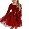thumbnail image 1 of Ardorlove Kids Girls Long Sleeve Velvet Tulle Dress Square Neck Tutu Princess Dress for Wedding Birthday Commemorative Day Party, 1 of 7