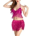 thumbnail image 1 of Ardorlove Women Belly Dance Bras Padded Sequin Halter Top and Sequin Tassels Skirt Costumes, 1 of 3