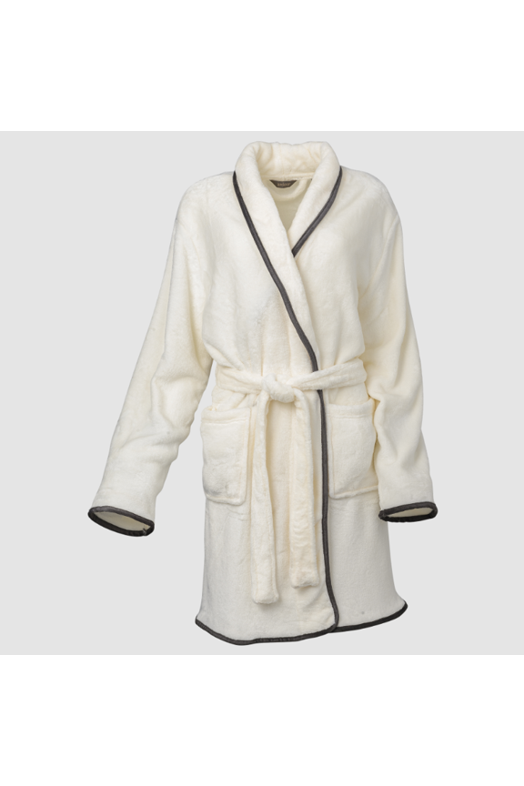 Pipe Hem Velvet Robe (White)