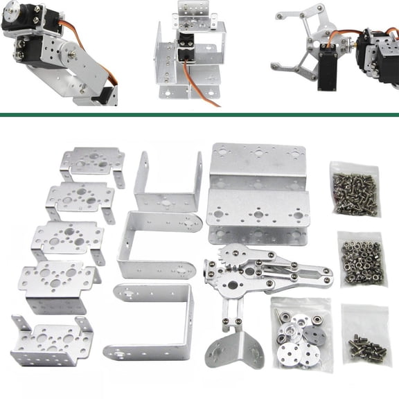 Arduino DIY 6DOF Robot Arm Mechanical Robotic Clamp Claw Kits Aluminium Silver