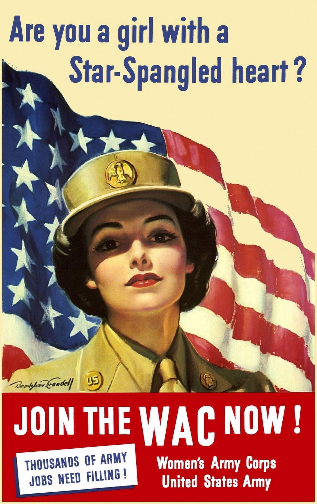 Are You A Girl With Star-spangled Heart--Join The WAC Now--Thousands Of Army J Canvas Art - (36 x 54)