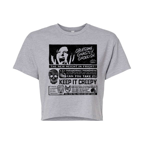 Are You Afraid of the Dark - Gruesome Ghastly Ghoulish - Junior's Cropped Graphic T-Shirt