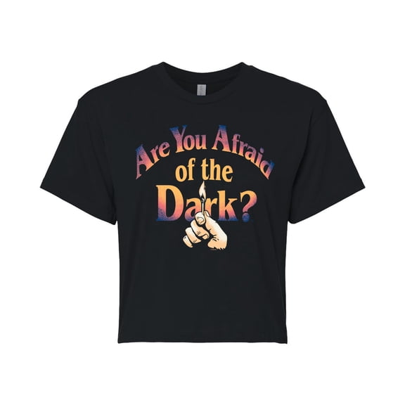 Are You Afraid of the Dark - Match In Hand Logo - Junior's Cropped Graphic T-Shirt