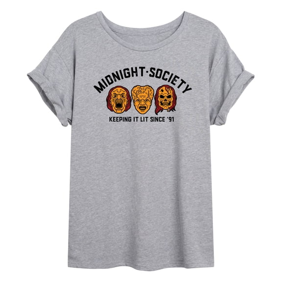 Are You Afraid of the Dark - Midnight Society Monster Masks - Women's Oversized Graphic T-Shirt