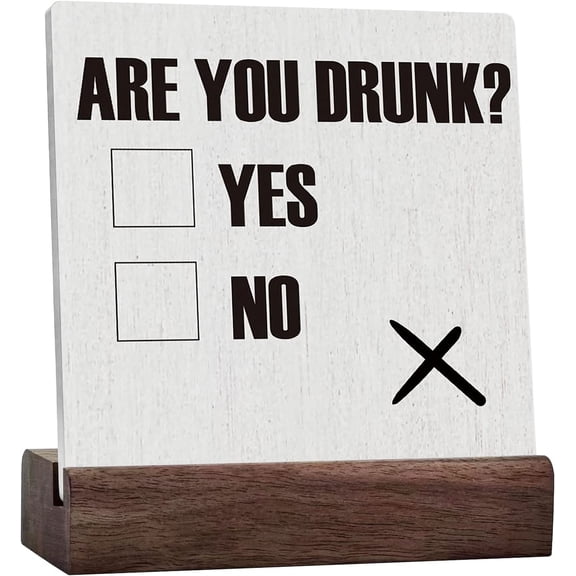 Are You Drunk Ceramic Table Sign Decorative Funny Bar Sign Home Living Room Garage Decor Rustic Square Desk Decor Sign For Shelf