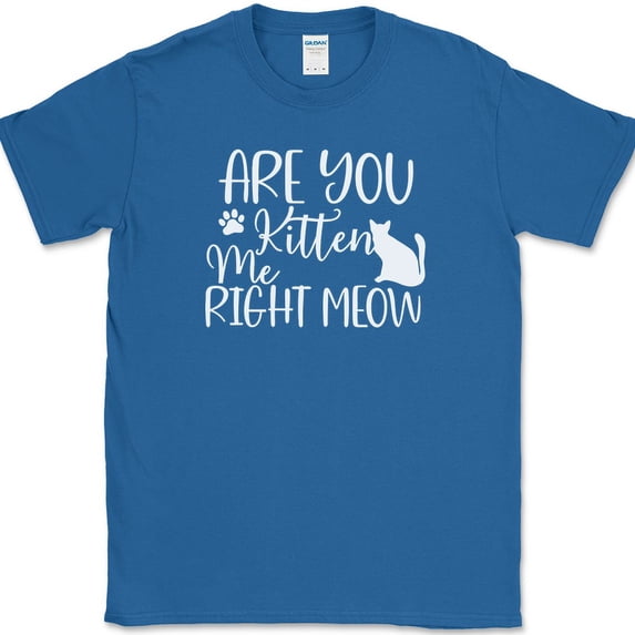 Are You Kitten Me Right Meow T-Shirt Funny Cats Animals Gift Text Tee - Royal Blue, 3XL