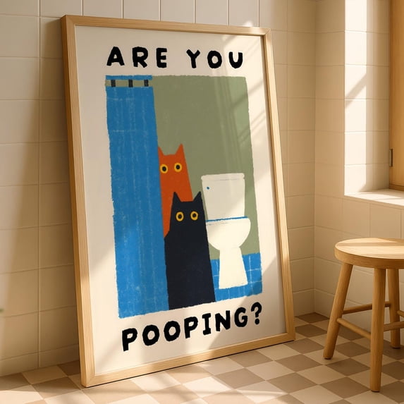 Are You Pooping Cat Poster, Bathroom, Cat for Bathroom Decor, Cute Cat ...
