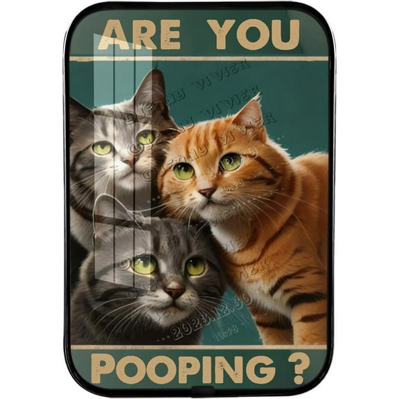 Are You Pooping Framed Wooden Wall Art,Cat Gifts for Cat Lovers for Living Room Front Door Entryway, Cat Wall Art, Lovely Cat Room Decor Black Framed Art Ready To Hang 12x8 inches