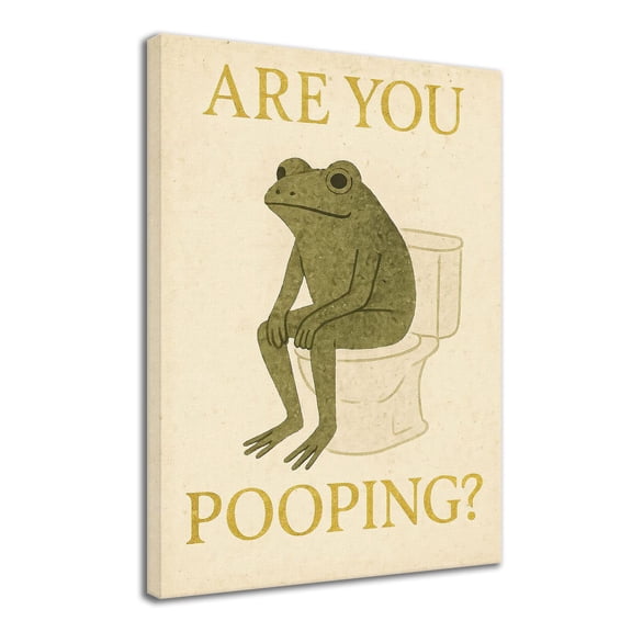 Are You Pooping Poster Bathroom Wall Art Décor Canvas Prints Frog on the Toilet Posters for Bathroom Wall Decoration - 20x30 inches Framed