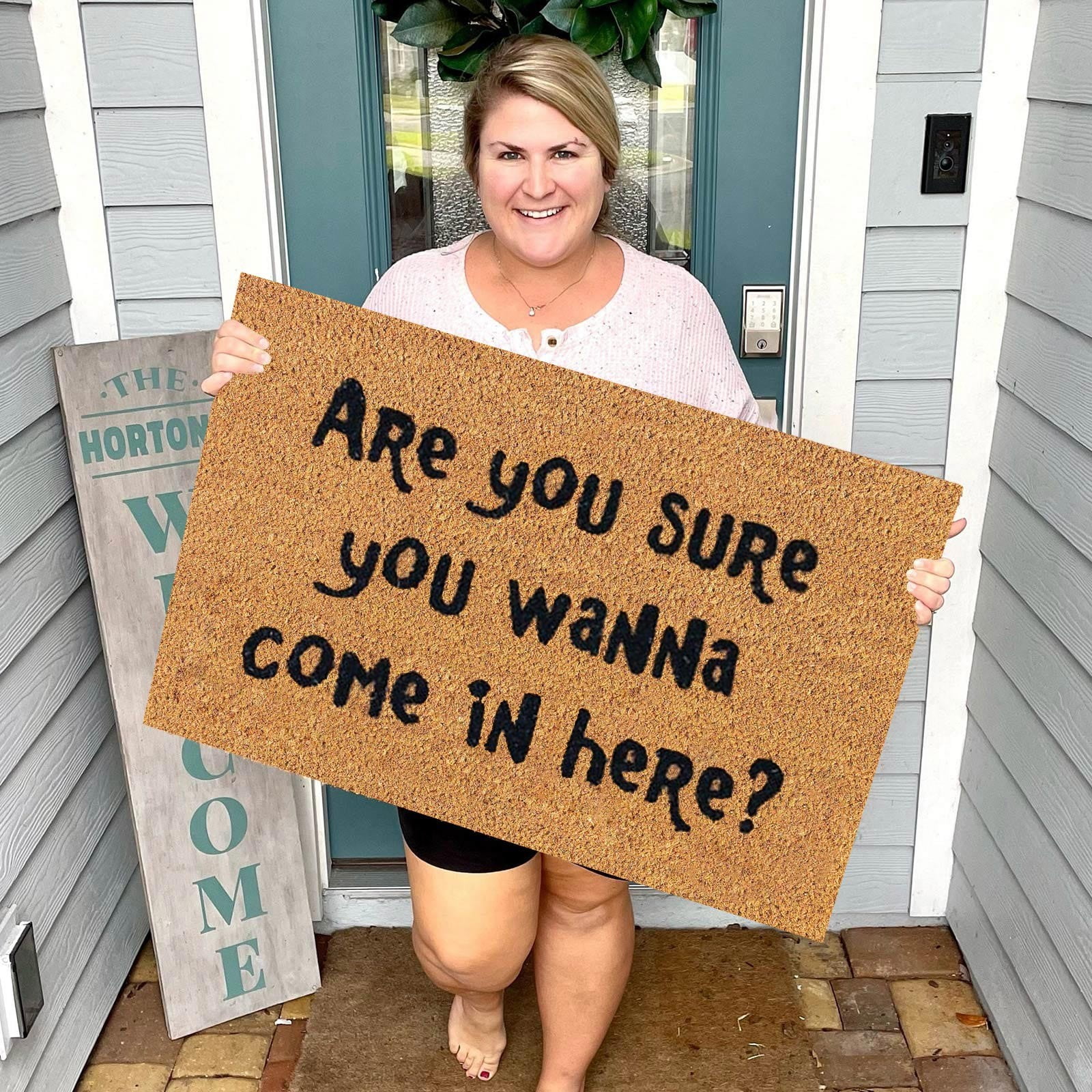 "Are You Sure You Want to Come In?" Classic Brown Floor Mat with