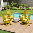 thumbnail image 1 of AreShark Outdoor Rocking Chair Set of 4, All Weather Resistant Patio Rocking Chair, HDPE Porch Rocker for Deck, Balcony, 380lbs, Yellow, 1 of 7