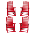 thumbnail image 1 of AreShark Oversized Rocking Chair Set of 4 Outdoor, HDPE PolyRocking Chair, All Weather Porch Rocker for Deck Patio Balcony, 380lbs, Red, 1 of 10