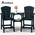 thumbnail image 1 of AreShark Tall Adirondack Chair Set of 2 with Removable Double Connecting Trays, Recycled HDPE with Wood Grain, Weather Resistant, Outdoor Adirondack Barstools, Navy, 1 of 10