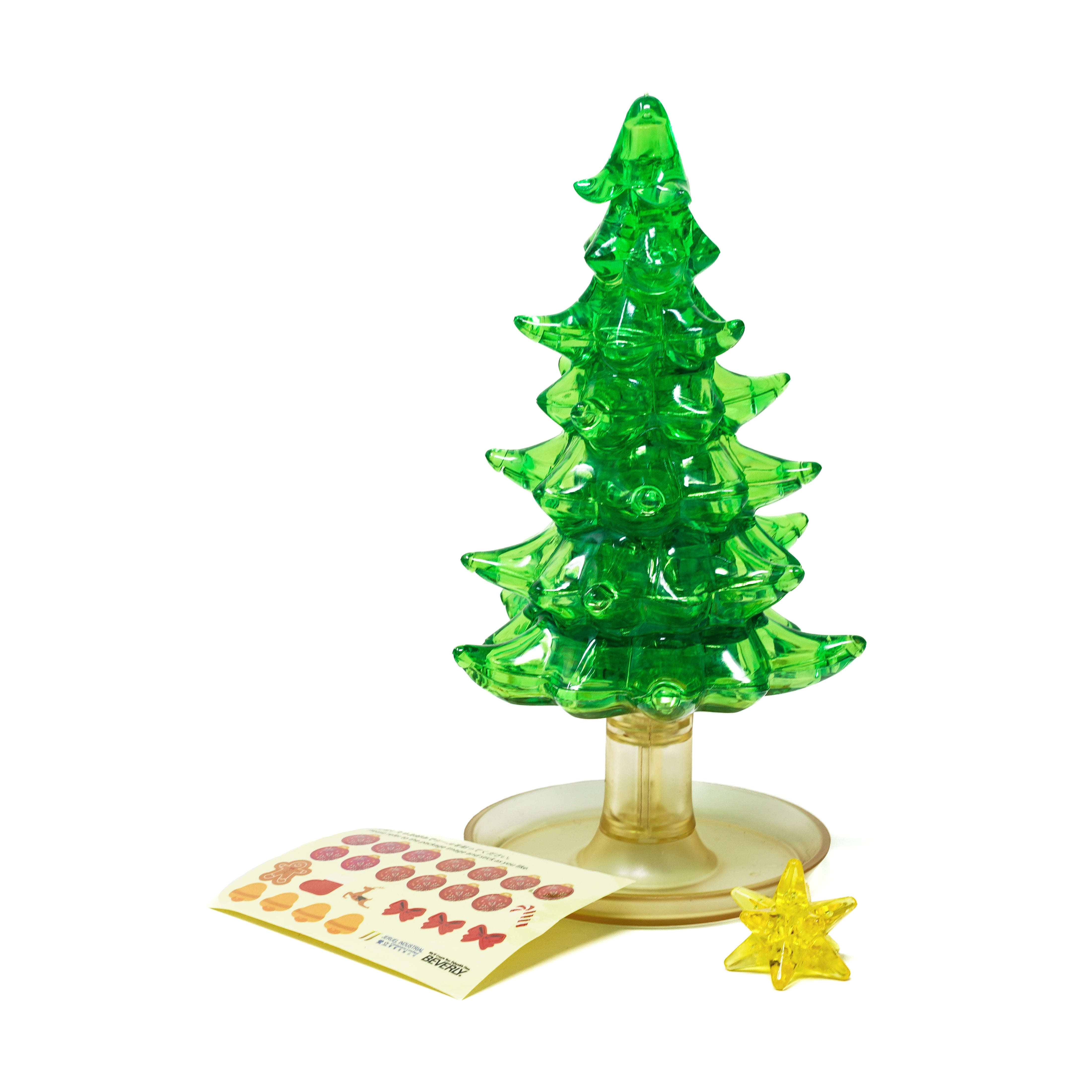 Green Crystal Plastic Christmas Tree 3D Puzzle with Decorative Stickers