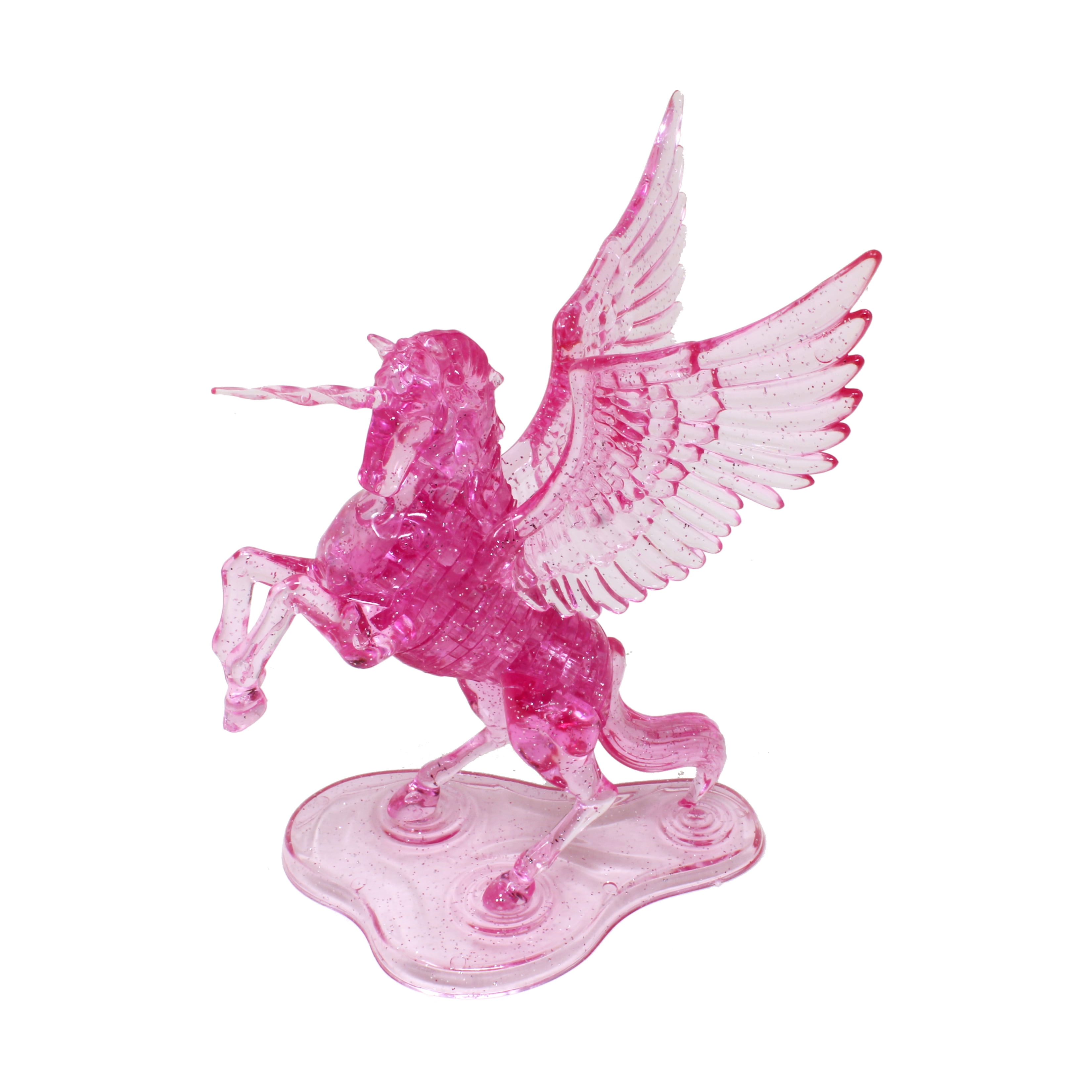 AreYouGame.com 3D Crystal Puzzle - Deluxe Unicorn (Hot Pink with Glitter): 44 Pcs
